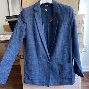 Massimo Dutti navy cotton casual blazer